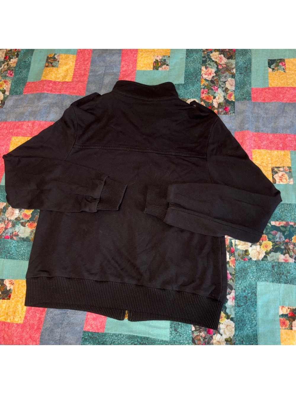 Tory Burch $190 Black Zip-Up Jacket with Gold Button Details, Woman’s  Size M - Picture 3 of 9